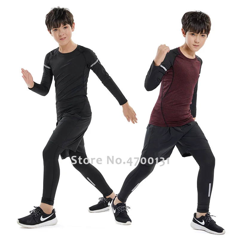 Детские тренировочные костюмы для бега мальчиков леггинсы спортивная одежда
