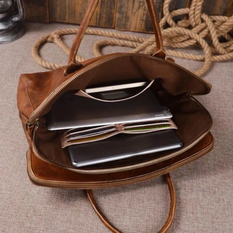 ROCKCOW растительного дубления кожаный портфель для мужчин бизнес сумка через плечо