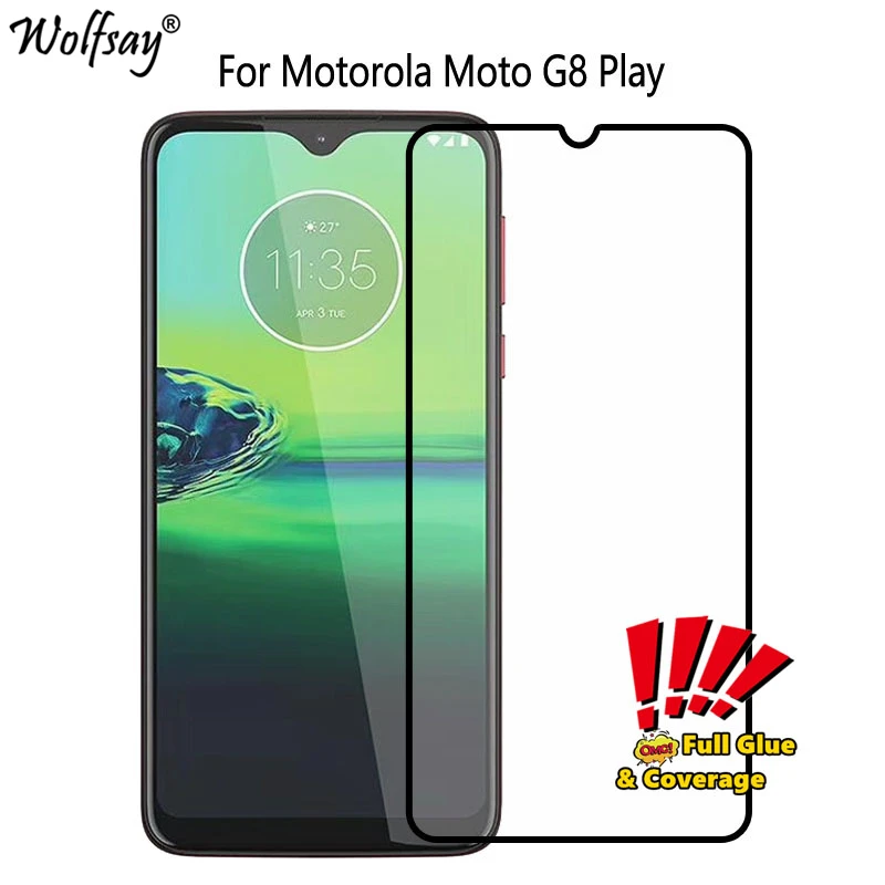 Protector de pantalla de vidrio templado para Motorola Moto G8 Play, cubierta completa de vidrio de seguridad para Motorola G8 Play-0