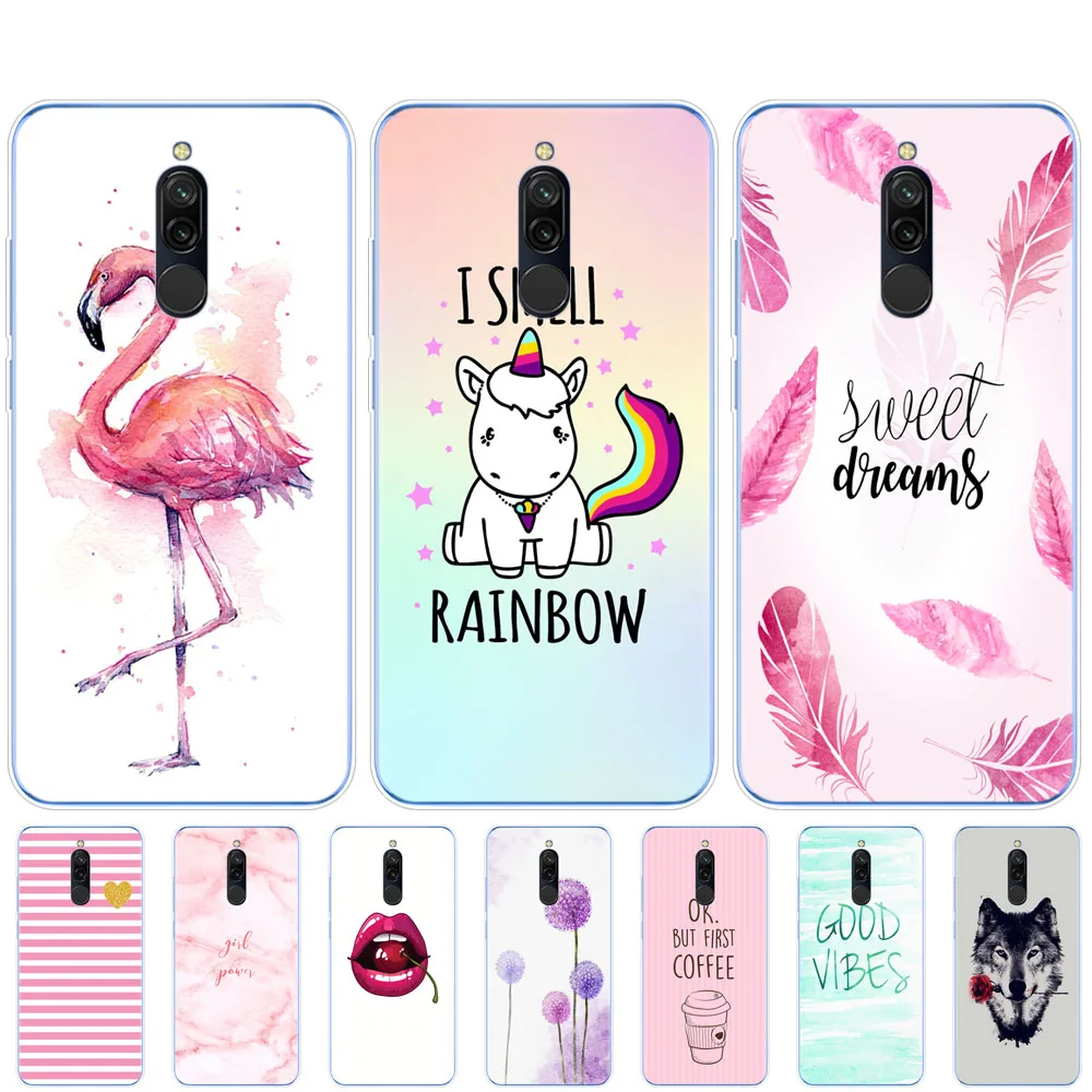 Силиконовый чехол для xiaomi redmi 8 чехлы с полной защитой мягкая задняя крышка из ТПУ