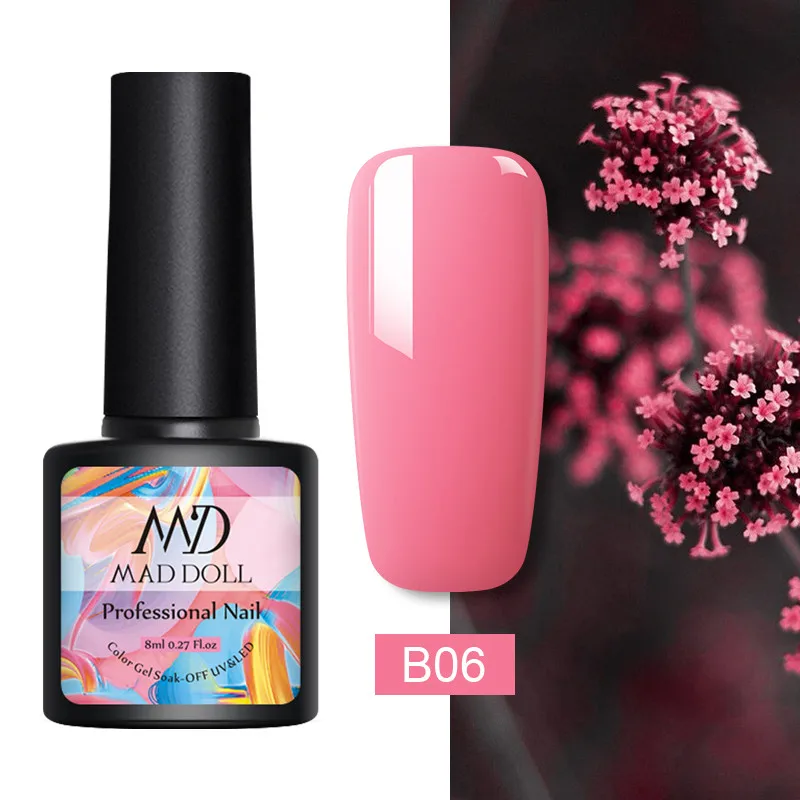 B06 MAD DOLL 8 мл гель лак для ногтей сладкие долговечные цвета личная гигиена лак для ногтей однократный дизайн ногтей DIY Красота гель для дизайна - Цвет: B06