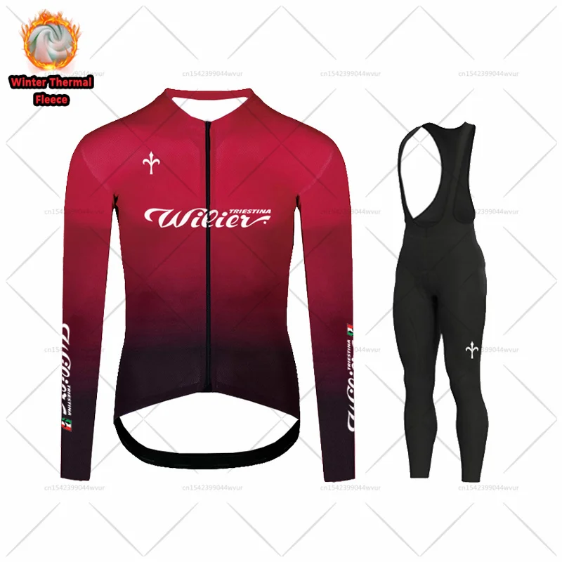 

2021 Wilier Men Cycling Jersey set Winter Thermal Fleece Long Sleeve Cycling Clothing Bicycle Clothes MTB maillot Ropa ciclismo