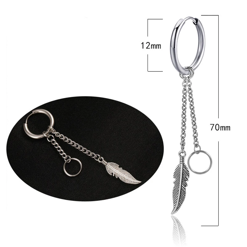 

Stainless Titanium Steel Hip Hop Ear Ring Unisex Long Chain Fashion Gothic Eardrop Ear Stud 1PC Asymmetry Stud Earrings