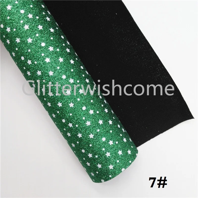 Glitterwishcome 21X29 см A4 Размер звезды блеск с принтом ткани, блестящие кожаные листы, кожа ткань винил для бантов, GM485A