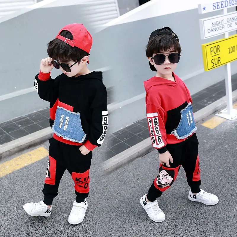 Комплект из 2 предметов спортивный костюм осенне-зимний свитер с капюшоном для