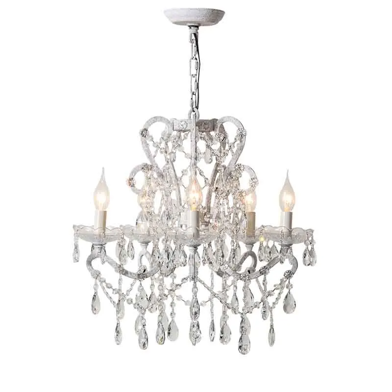 

LED Ceiling Chandelier K9 Crystal Hanging Lights Fixture For Living Room Candle White Body Modern Suspension Chandelier