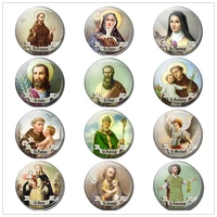 handmade round 25mm glass cabochon 12 saint picture accessories gifts for christian friends religious pendant jewelry