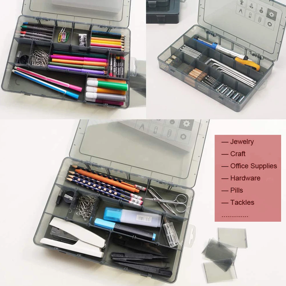 

2PCS Practical Grid Storage Box 18 Grid Plastic Organizer With Adjustable Dividers For Craft Bead Nail Screw Jewellery Container