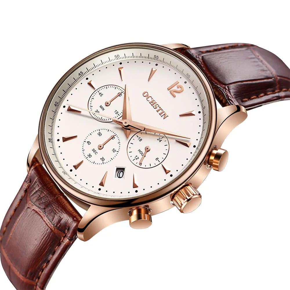 

USA WarehouseMen Business Watch Quartz Analog Water-Proof Mans Wristwatch Chronograph Calendar + Box