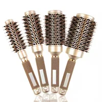 Professional Round Hairdressing Curling Brushes Ceramic Iron Barrel Boar Bristles Curler Hair Comb