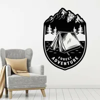Wild and Adventure Vinyl Wall Decal Tent Camp Forest Window Sticker Adventure Mountains Landscape Living Room Bedroom  M330