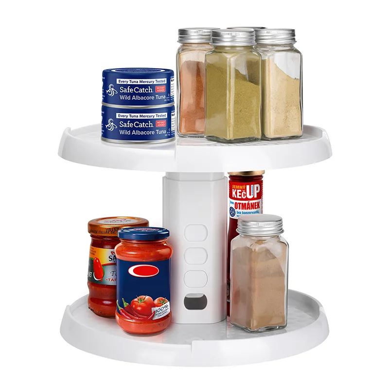 

Kitchen Supplies Seasoning Bottle Cosmetics Stationery Storage Double-layer Rotating Rack Height Adjustable