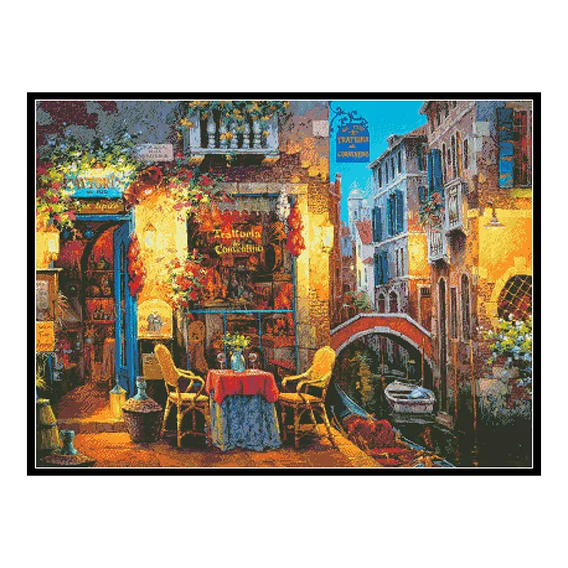 

Венеция, рестораны, вышивка крестиком, фотопечатная картина, картина для рукоделия, набор для рукоделия 11CT 14CT, Diy, живопись для домашнего дек...