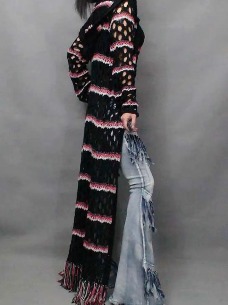 Бесплатная доставка 2021 модный длинный макси Европейский женский свитер с