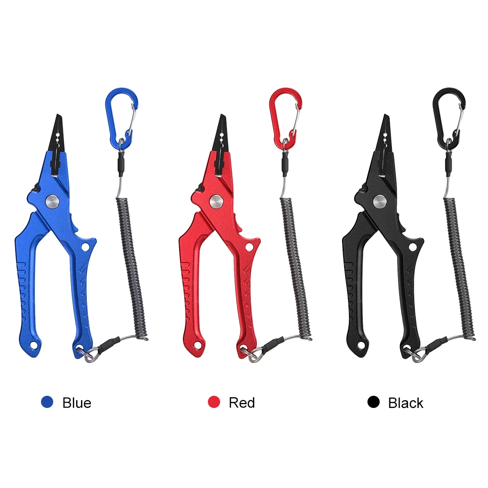 

Aluminum Alloy Fishing Clamp Fishing Plier with Lock Block Elastic Lanyard Protective Sheath Lightweight Portable Fishing Tools