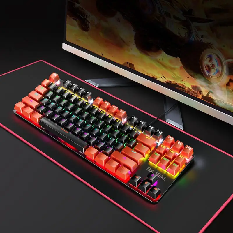

Двухцветная игровая механическая клавиатура K200, механическая клавиатура для настольного ПК с зеленой осью, 26-клавишная клавиатура без перф...
