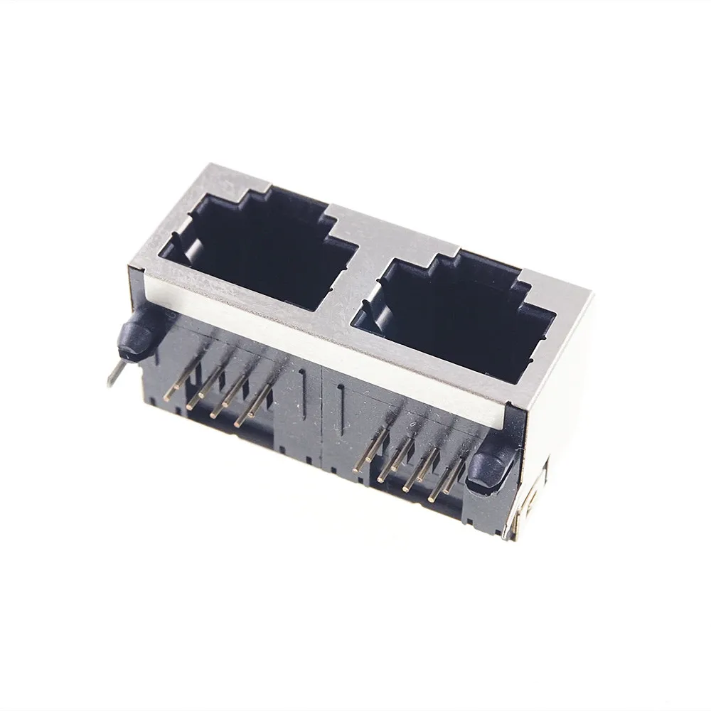 2 шт. RJ45 двойной порт экранированный модульный разъем PCB 8P8C прямоугольный