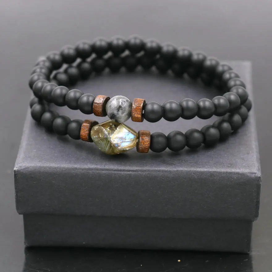 2 шт./компл. Тибетский Для мужчин браслет 6 мм лавовый камень лунный бисер чакра