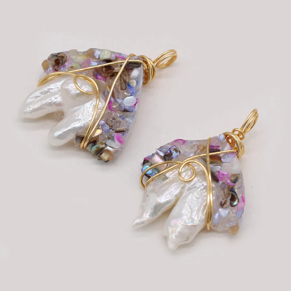 

2021 Natural Semi-precious Stone Pendant Irregular Pearl Crystal Buds Wrapped Around Gold Thread High-quality Pendant Jewelry