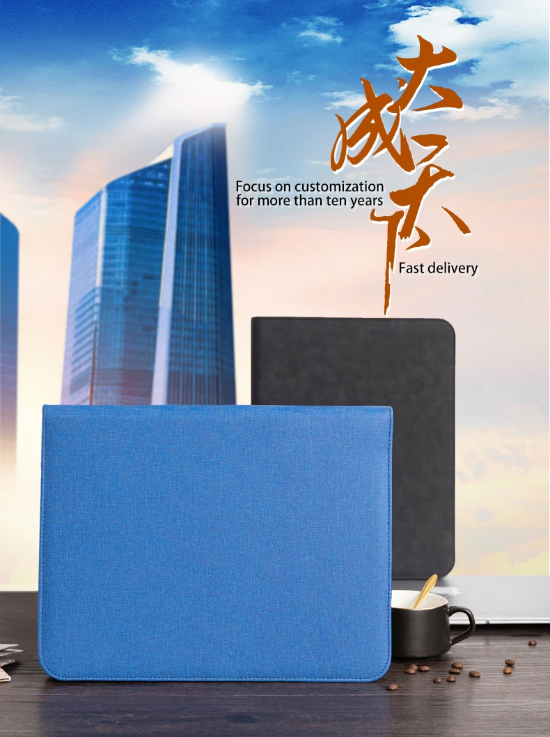 Cheap Leather File Folder Organizer a4 Conference Portfolio Bags Zipper Document Case | Канцтовары для офиса и дома