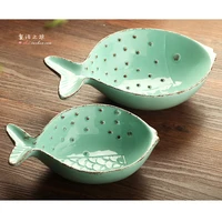 ocean wind household ceramic dessert bowl creative personality salad bowl fruit plate sauce small fish plate puffer fish plate
