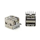 Двойная USB-розетка типа А, изогнутая, 8 контактов, женский порт, прямой край, обжимной разъем, электрическая клемма