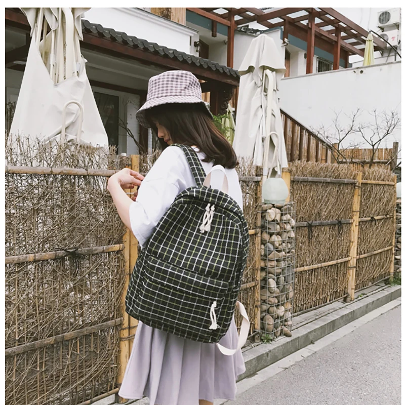 

2020 Women Backpacks For Teenage Girls School Bag Student Casual Travel Bags Plaid Design Bag Pack Women Bagpack Preppy Rucksack