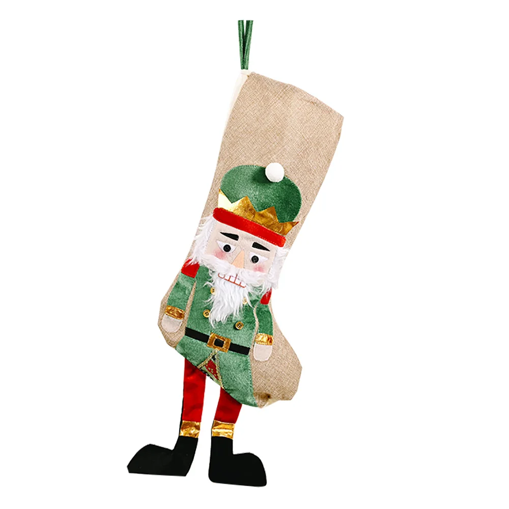 Рождественские носки украшения вечерние рождественские чулки льняные