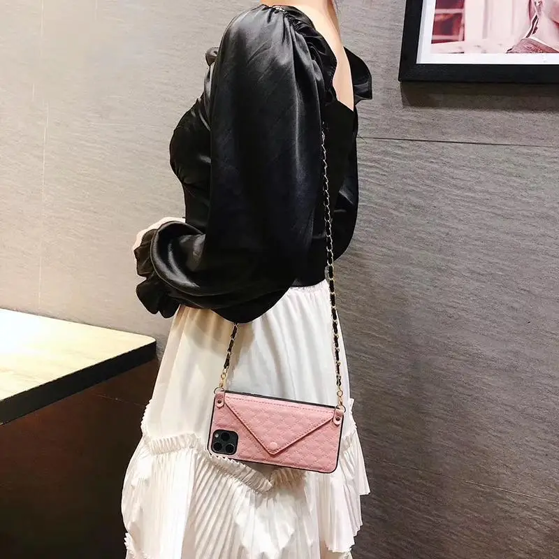 

Luxury Brand Envelope Card Package Leather Phone Case For Iphone X XR XS MAX 7 8 6 6s Plus 7plus 11 Pro Crossbody Bag Back Cover