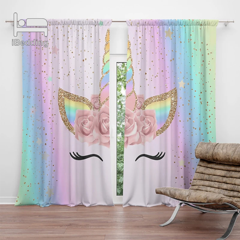 Iпостельные принадлежности Радуга Единорог цветок пятно гостиной занавес