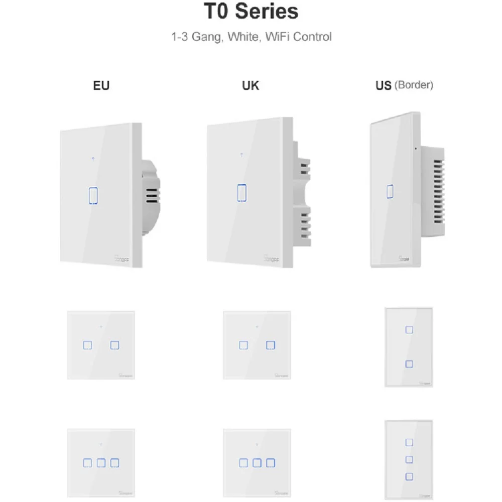 SONOFF Tx T0 US/EU/UK 1/2/3 Wi-Fi настенный светильник переключатель Панель сенсорный экран/Голосовое управление/приложение Управление Eweilink интеллектуальная Автоматизация дома Alexa IFTTT