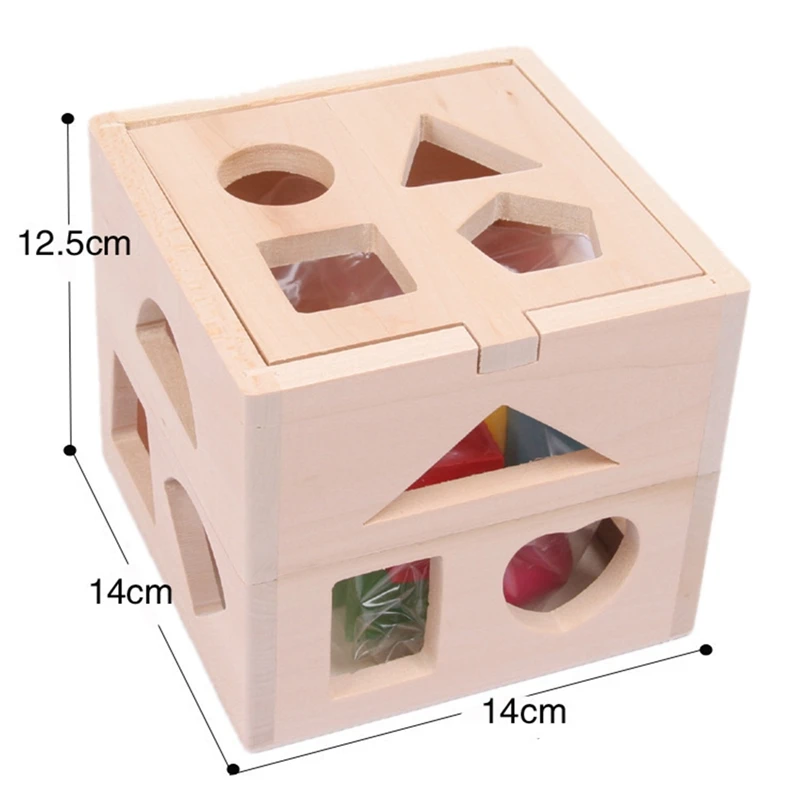 

1set 13 Hole Wooden Intelligence Building Block Box Early Childhood Educational Toy Geometric Shape Matching Toy