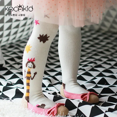 1107 WHITE Kacakid/Новинка года; хлопковые колготки для маленьких девочек с рисунком звезд и груши; 3 цвета; Muchacha; нескользящие колготки - Цвет: 1107 WHITE