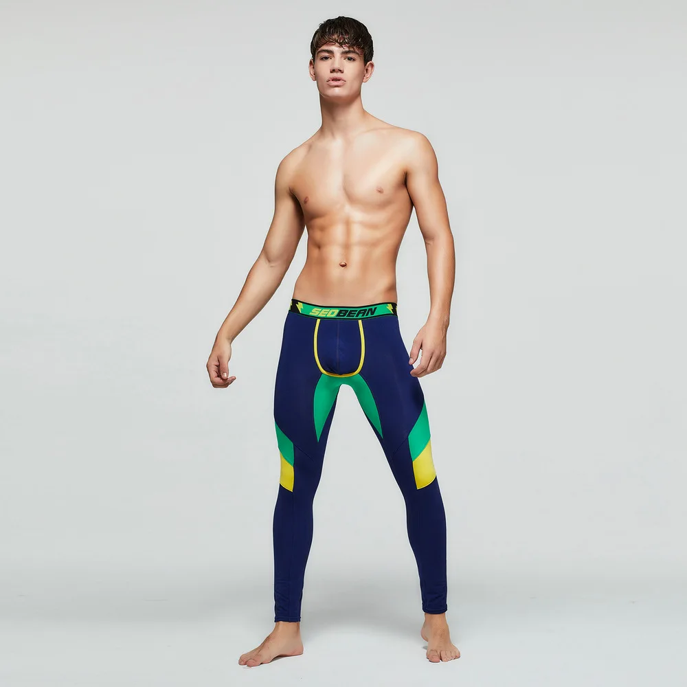 Мужские эластичные Компрессионные Леггинсы для спортзала спортивные