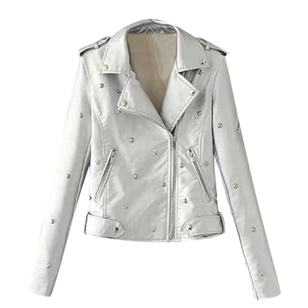 Женская кожаная куртка HSU однотонная повседневная на молнии с отложным