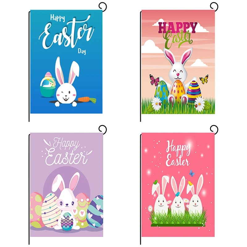 

4Pcs Garden Flag Easter Decorations Bunny Rabbit Banner for Home Easter Party Supplies Happy Easter Decor