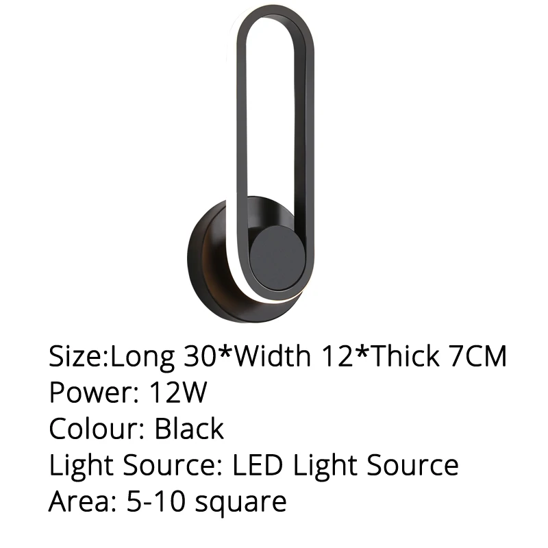 Black 30x12x7cm 12w Дизайн формы кнопки для Спальня Гостиная Кабинет теплый свет холодный свет без пульта дистанционного управления - Цвет абажура: Black 30x12x7cm 12w