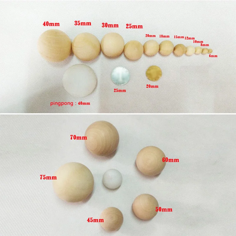 

1pc Wood ball Bracelet Unpainted DIY Craft Jewelry Holes 30mm-60mm Natural Wood Spacer