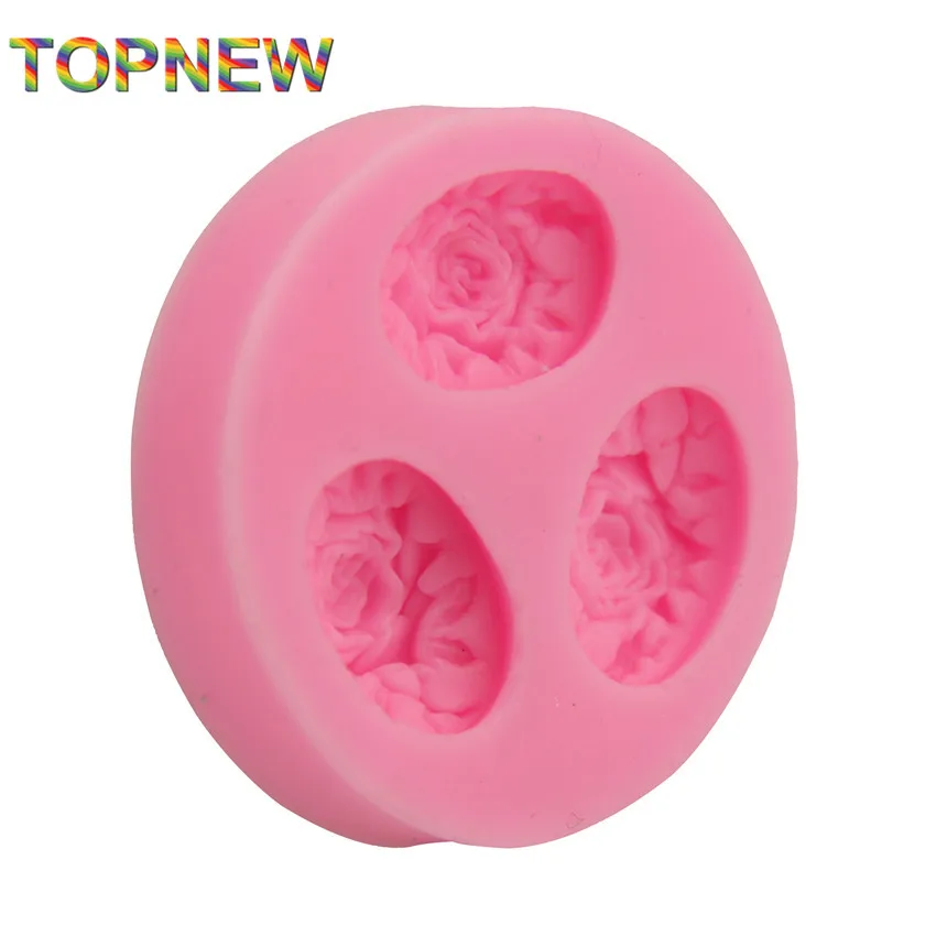 DIY 3 отверстия розы формы для торта помадные шоколадные силиконовые пищевой