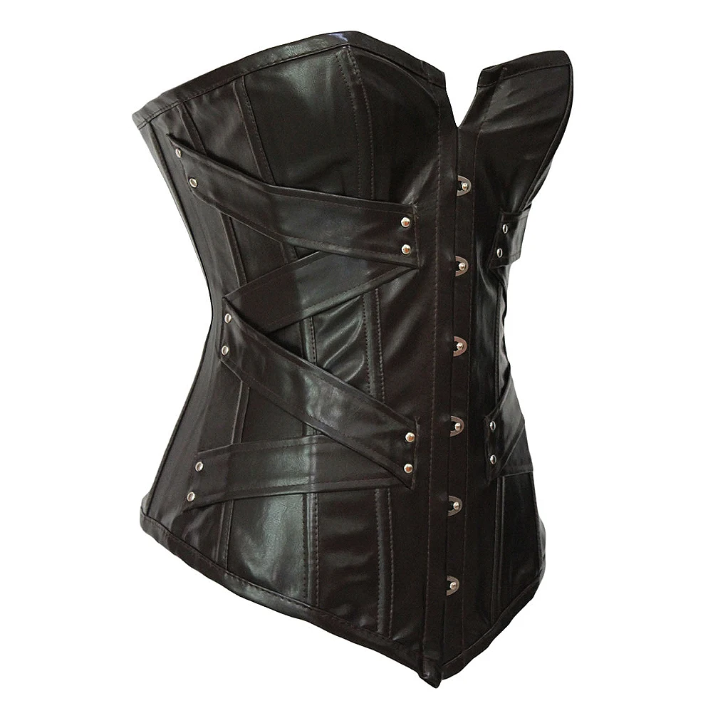 Новый женский корсет в стиле стимпанк со стальными косточками на шнуровке