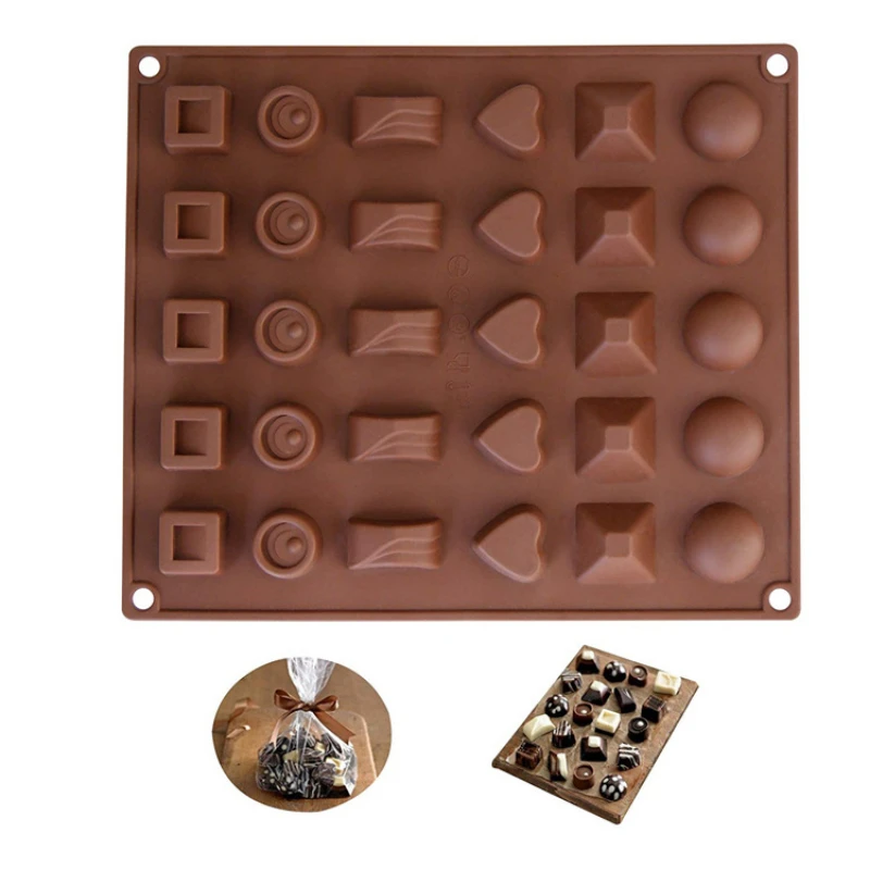 

Hemisphere Heart square 6 Shapes Silicone 30 Holes Food Grade Baking Accessories Chocolate Candy Mold Bakeware Kitchen Gadgets