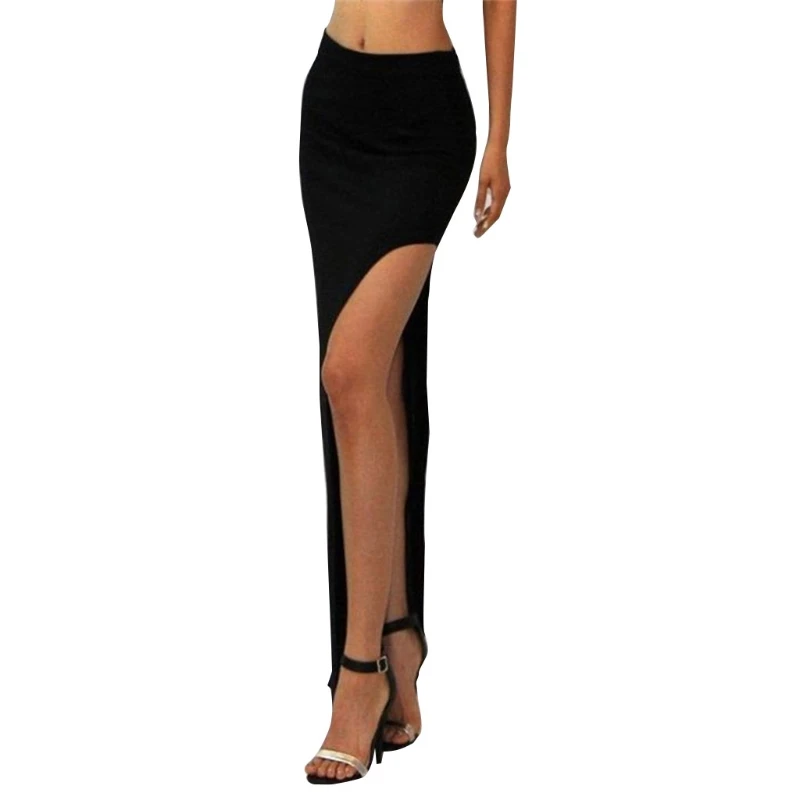 

Women High Waist Sexy Open Side Split Package Hip Bodycon Club Maxi Long Skirt