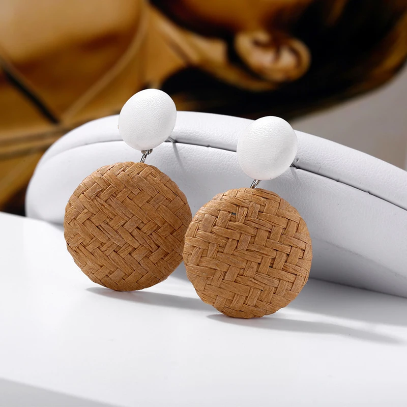 Винтажные креативные массивные Висячие серьги для женщин красочные плетеные