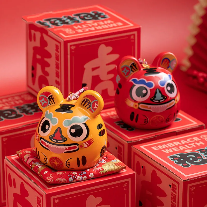 

Копилка керамическая с изображением года тигра, милый декоративный ящик для денег с рисунком, украшение для дома и гостиной, лучший подарок-...