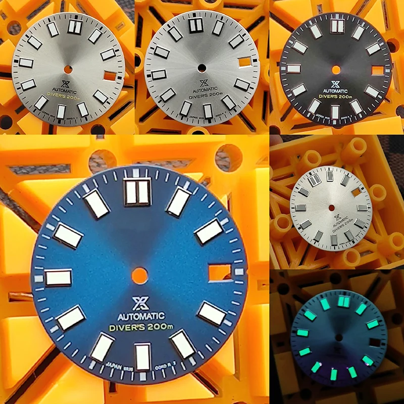 

Watch Parts 28.5mm NH35 Watch Dial 3C Green Luminous Wristwatch Dial for SKX007 NH35 Watch Movement Repair Parts with S LOGO
