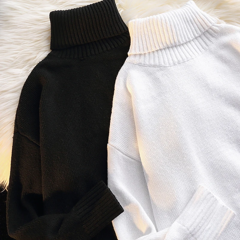 

Женский вязаный свитер-гольф, повседневный мягкий теплый джемпер большого размера в Корейском стиле, универсальный базовый пуловер для сту...