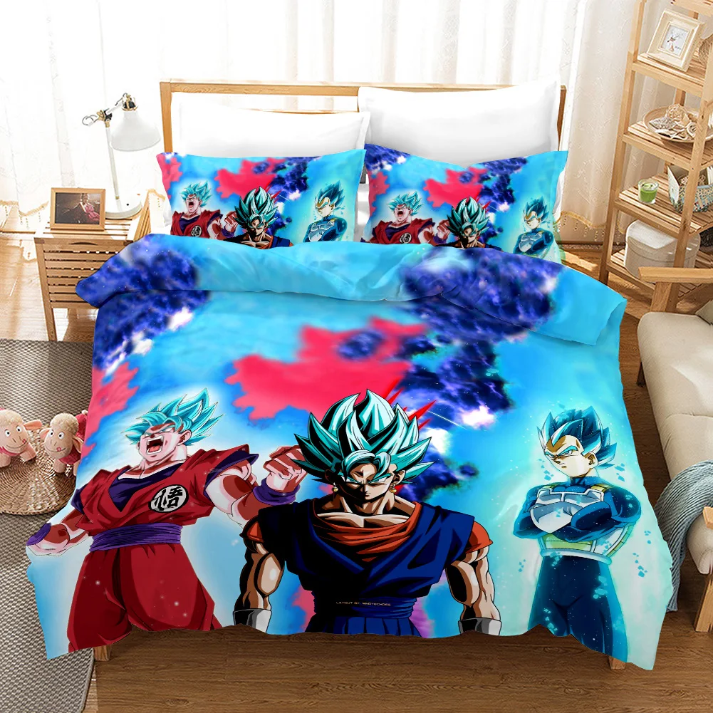 Комплект постельного белья с 3D рисунком, с принтом Dragon Ball, детская кровать для взрослых, набор пододеяльников, набор пододеяльников, двуспальный размер, наволочки, одеяло, постельное белье