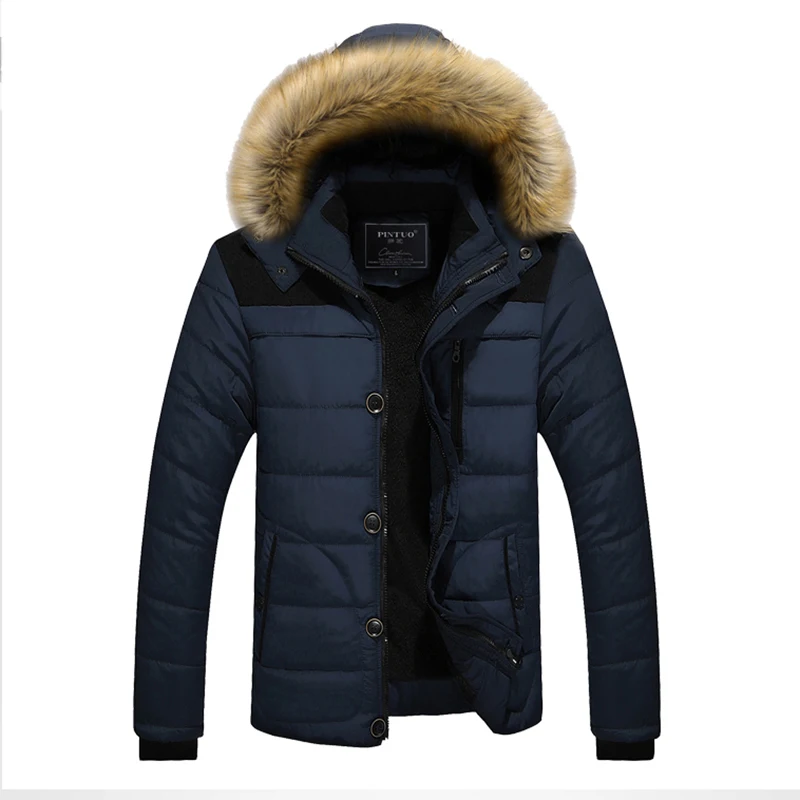 Зимняя Теплая мужская повседневная пуховая куртка Мужская Толстая однотонная