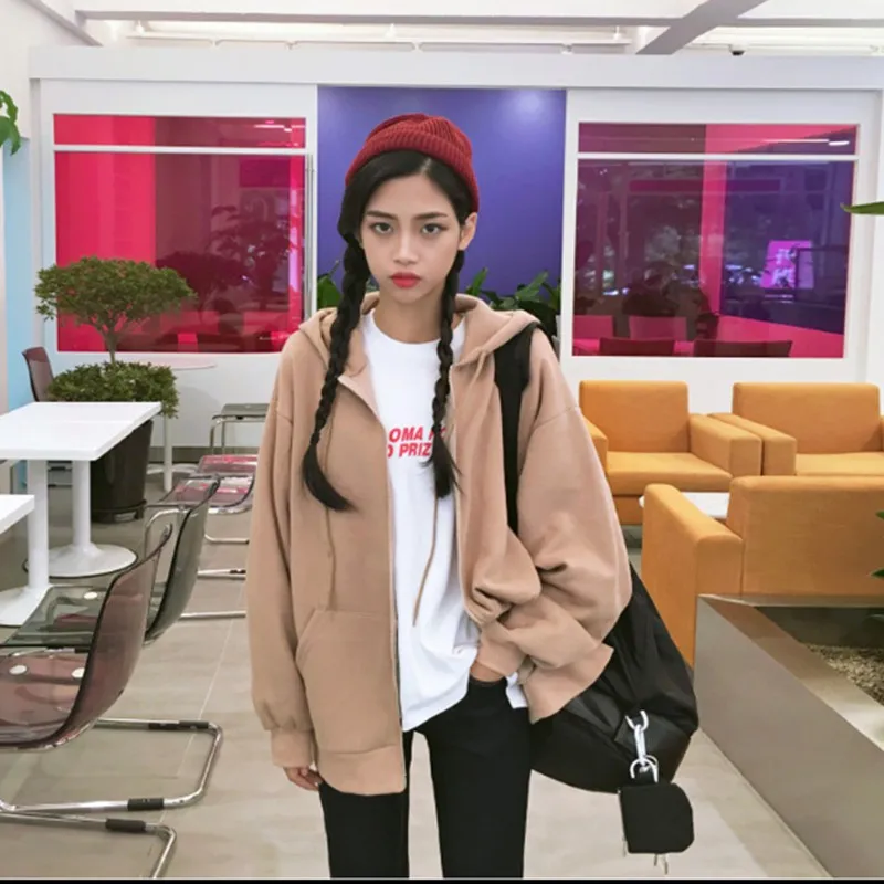 Толстовки Женские однотонные простые теплые с капюшоном мягкие