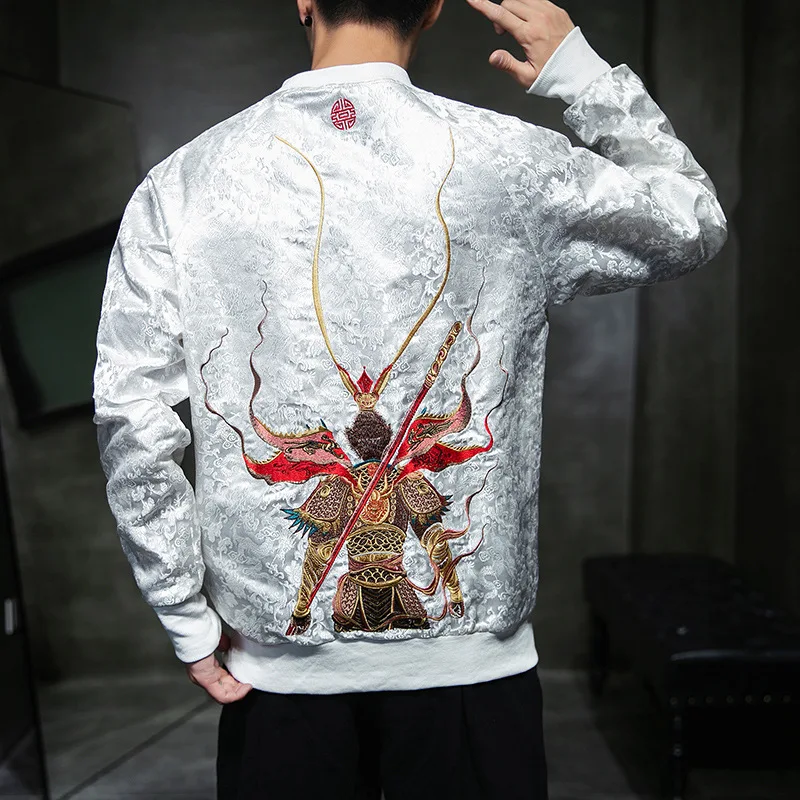 Мужская футболка в китайском стиле для бега с длинными рукавами вышитый дракон